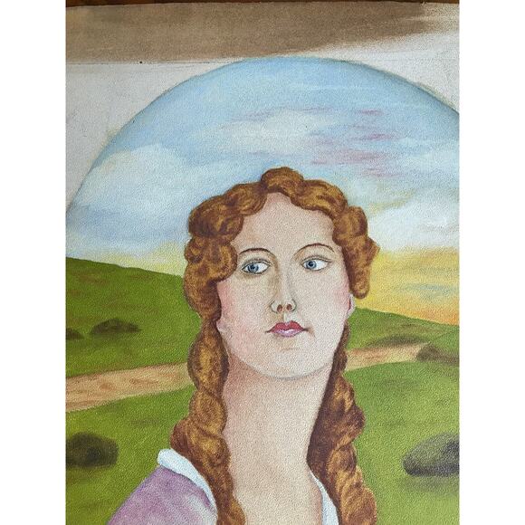 Antique 1907 Signed R.D. Howells Painted Young Woman 16 x 20 Braids - Picture 2 of 7